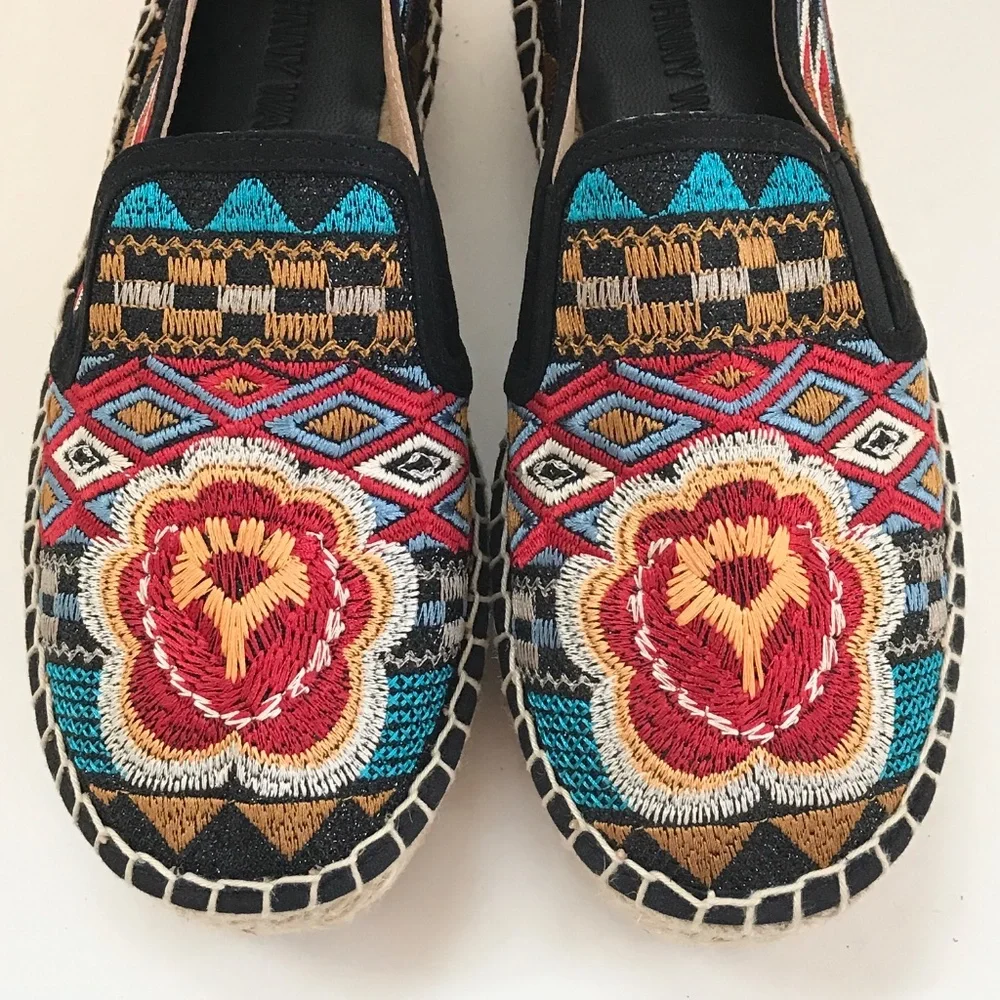 JOHNNY WAS Espadrille Platform Shoe Embroidered Bohemian Women’s Size 6 EU 36